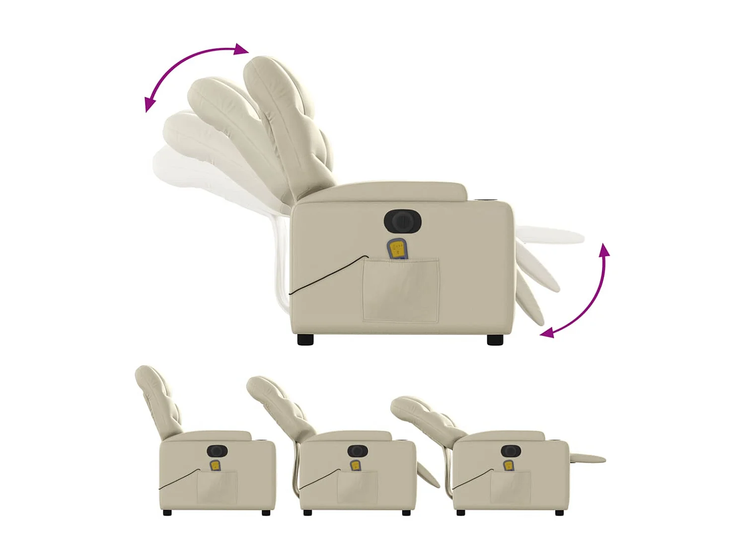 Fauteuil de massage inclinable électrique crème similicuir
