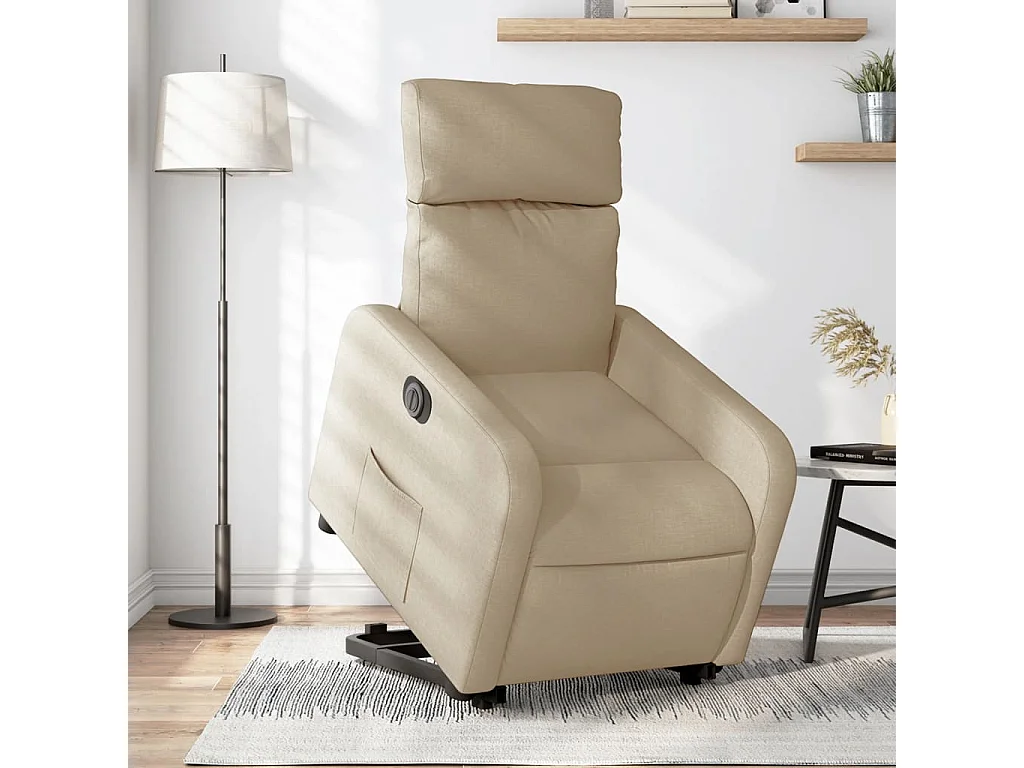 Poltrona reclinável elevatória elétrica tecido cor creme