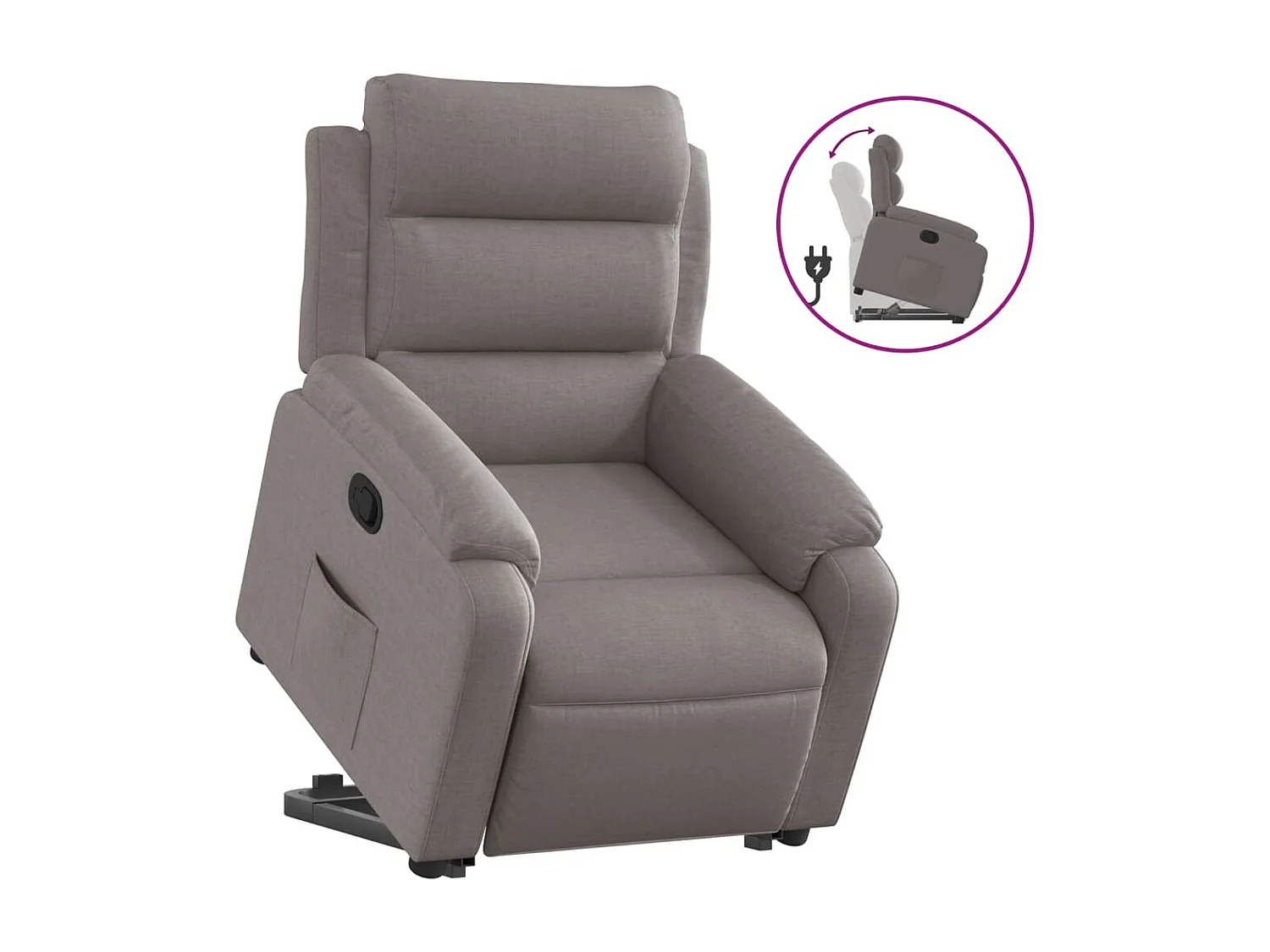 Sillón reclinable elevable tela gris taupe