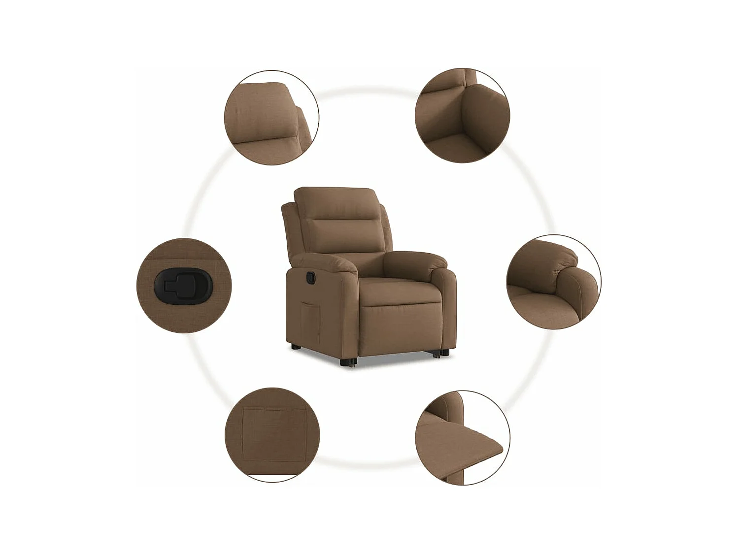 Relaxsessel mit Aufstehhilfe Braun Stoff