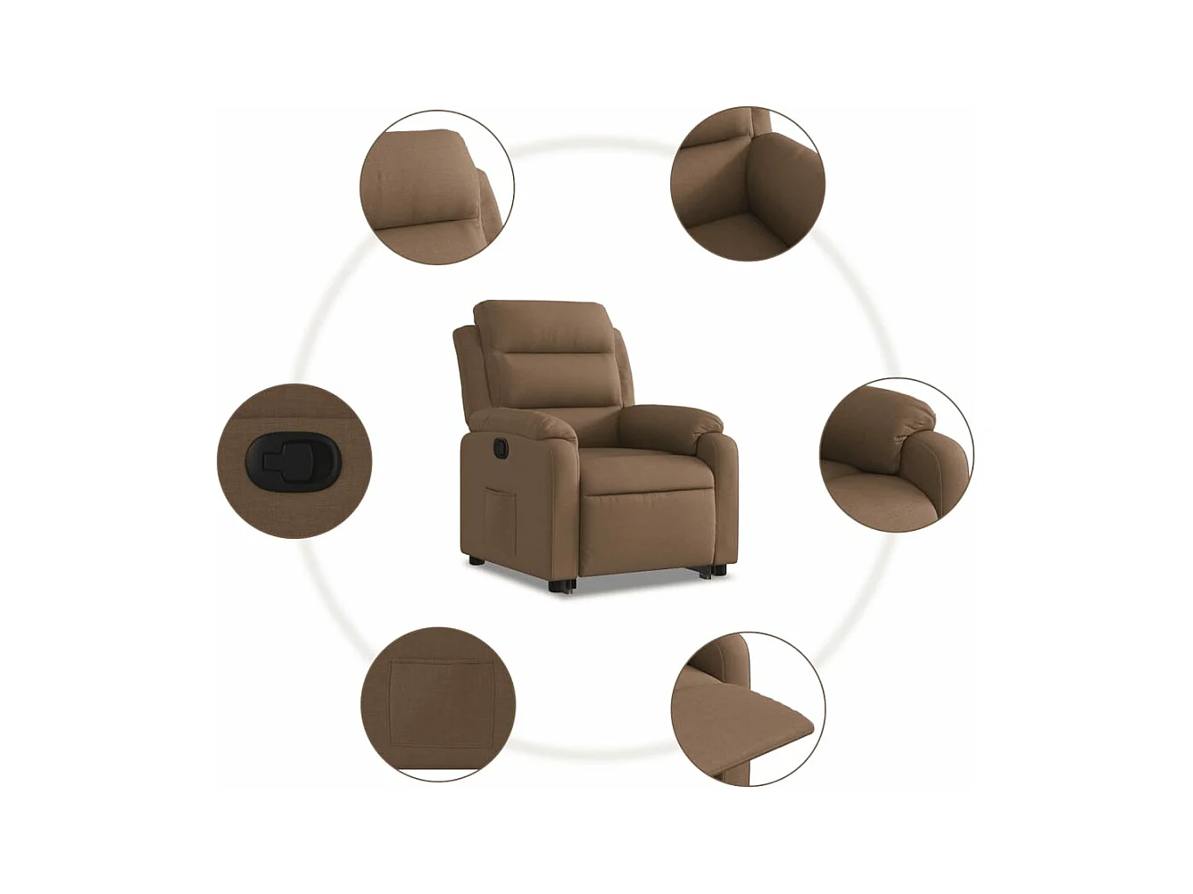 Relaxsessel mit Aufstehhilfe Braun Stoff