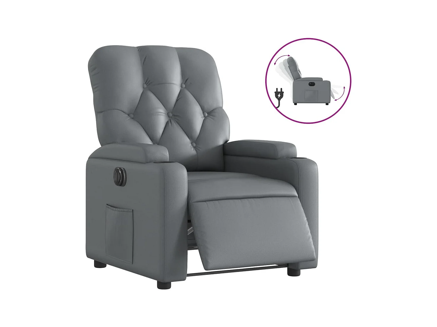 Fauteuil inclinable électrique Gris Similicuir