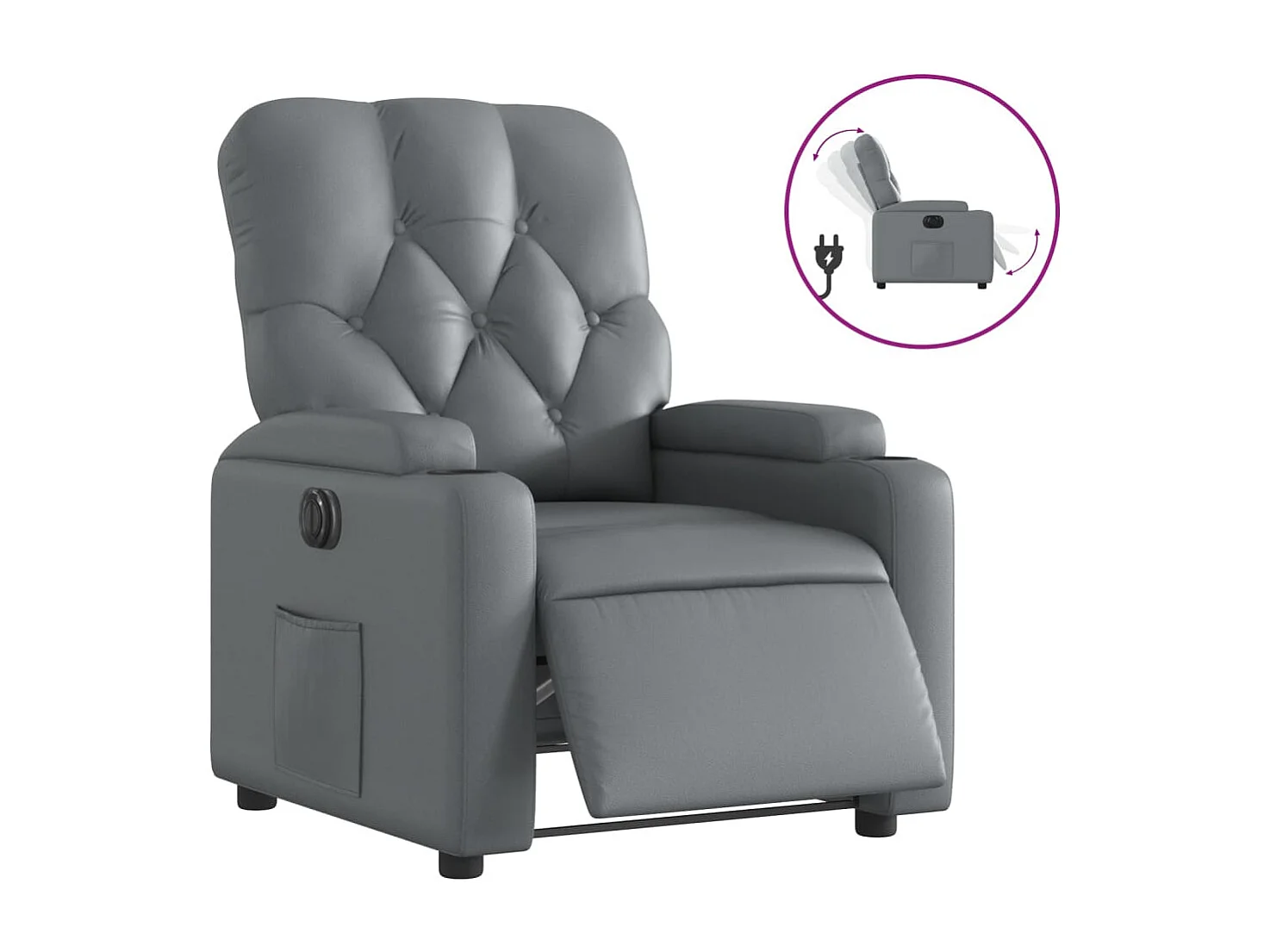 Fauteuil inclinable électrique Gris Similicuir