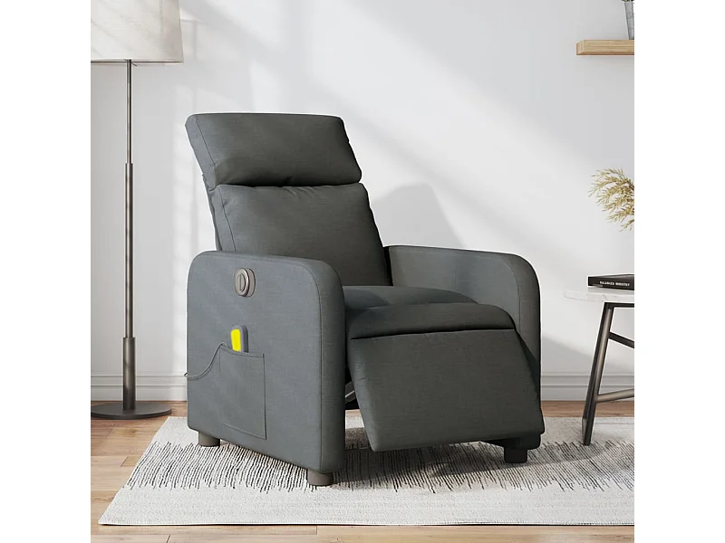Fauteuil inclinable de massage électrique gris foncé tissu