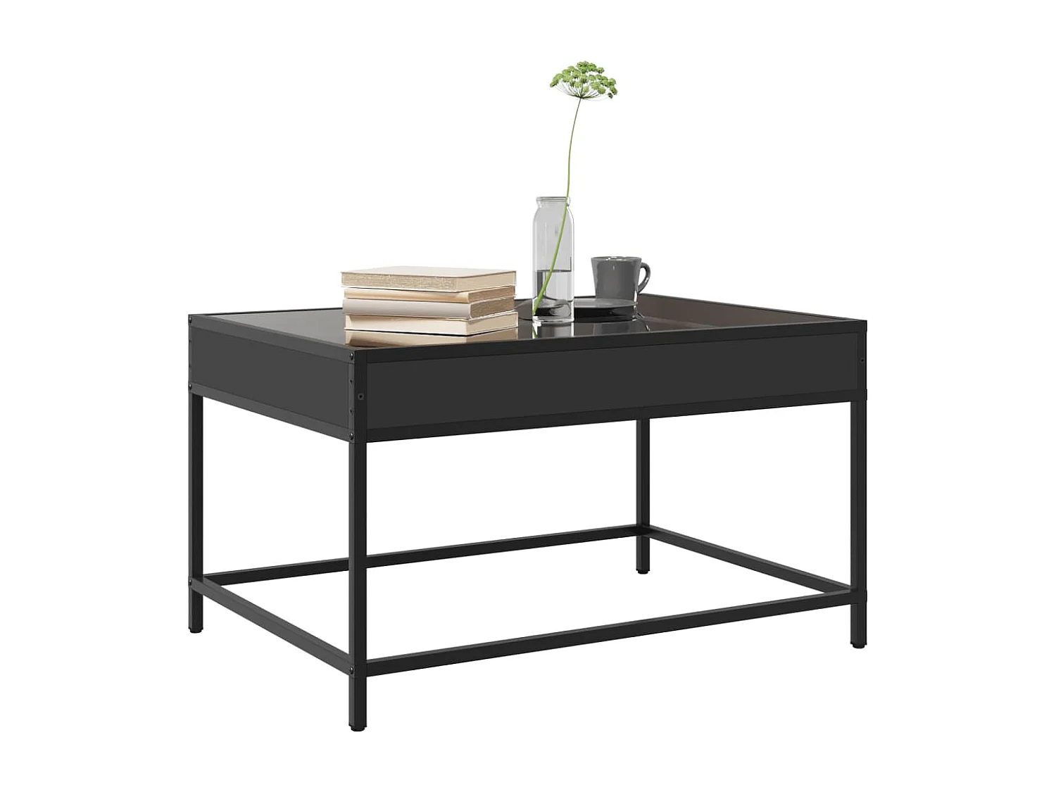 Table basse avec LED infini noir 70x50x41 cm