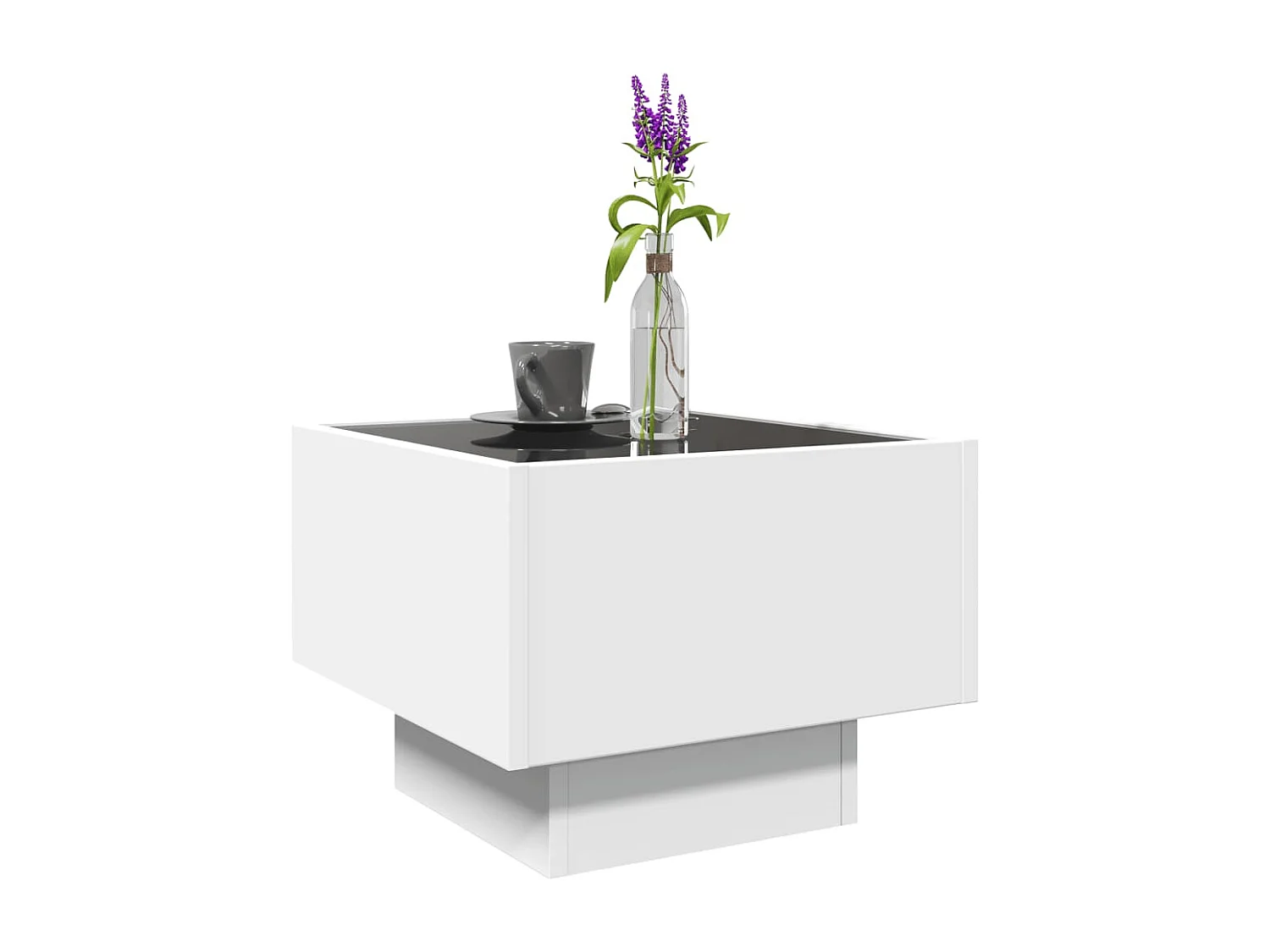 Mesa auxiliar con luz LED madera ingeniería blanco 40x40x30 cm