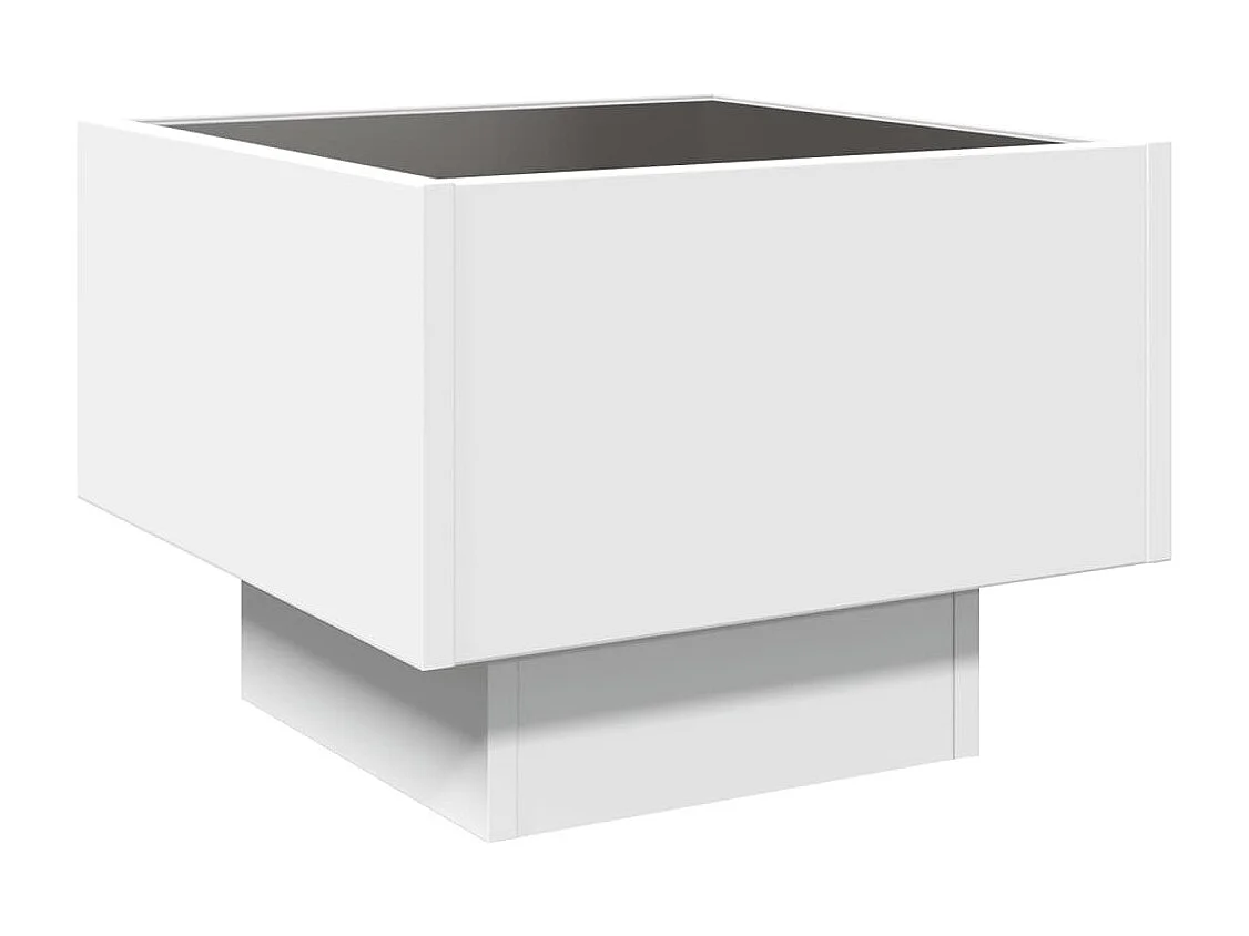 Mesa auxiliar con luz LED madera ingeniería blanco 40x40x30 cm