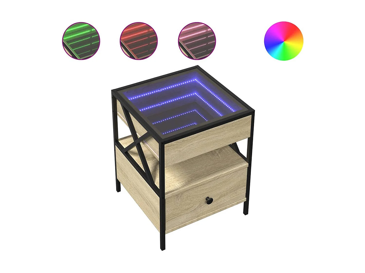 Tavolino da Salotto con LED Infinity Rovere Sonoma 40x40x51 cm