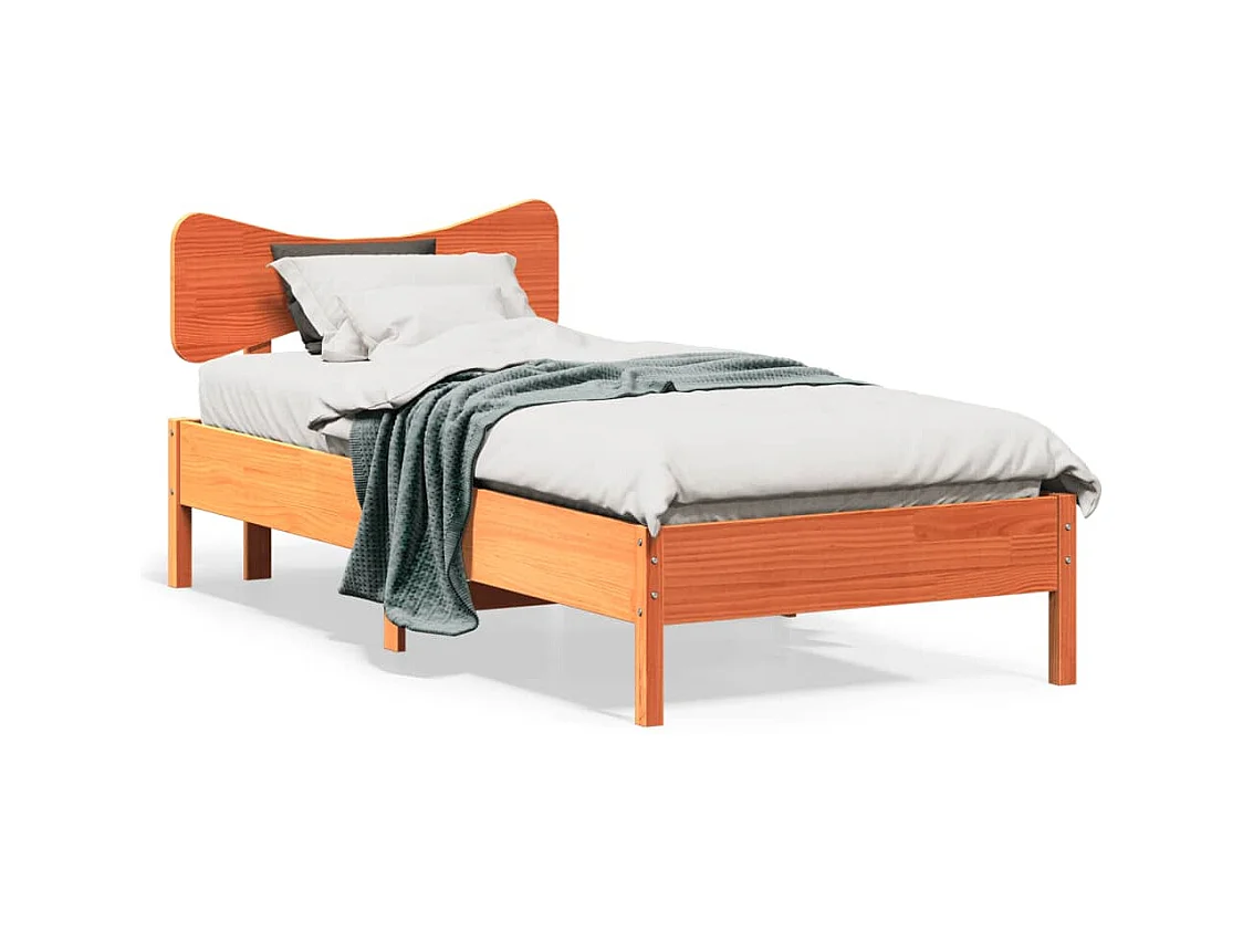 Letto senza Materasso Marrone Cera 90x190 cm in Legno di Pino