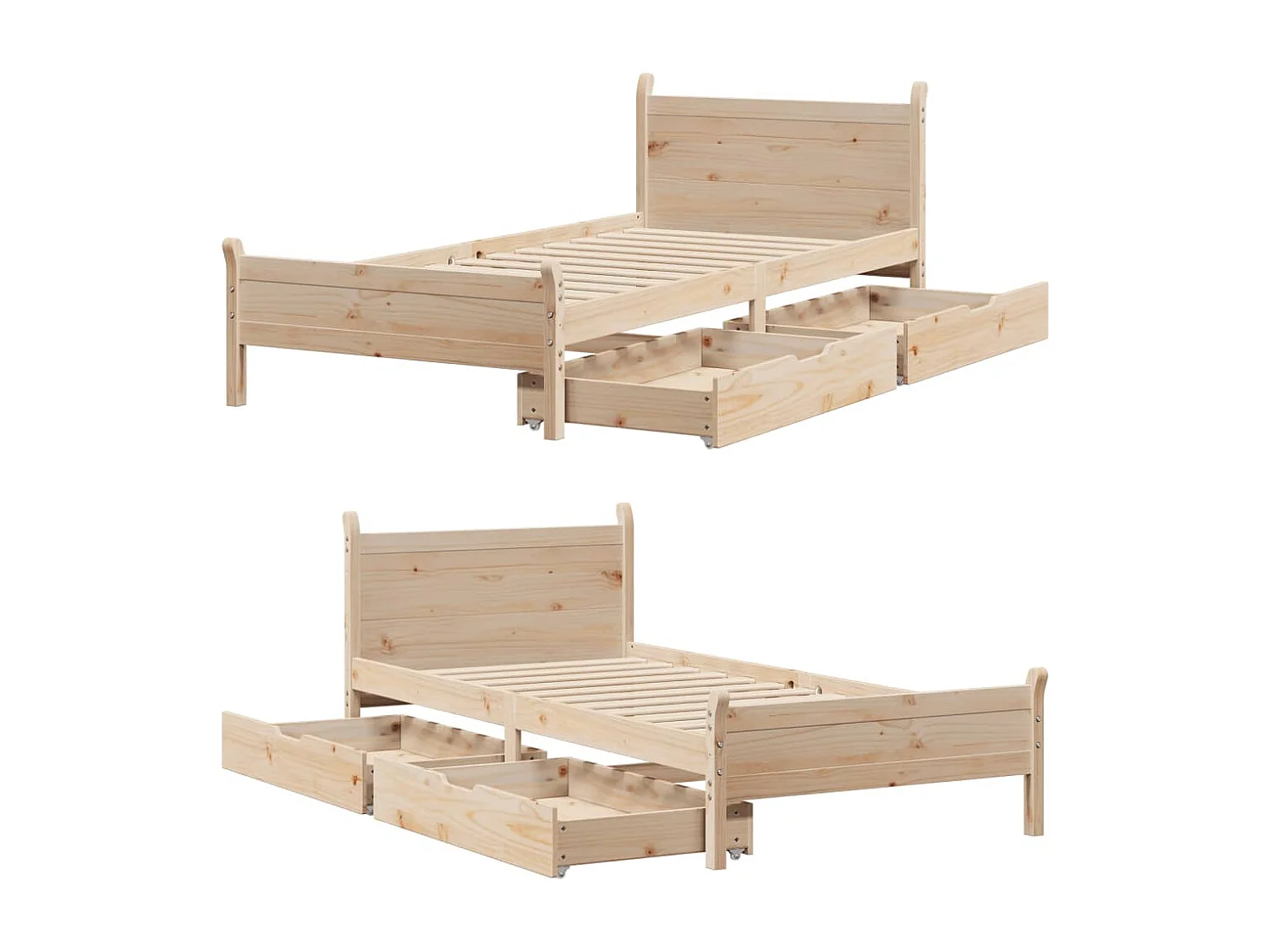 Letto senza Materasso 75x190 cm in Legno Massello Pino