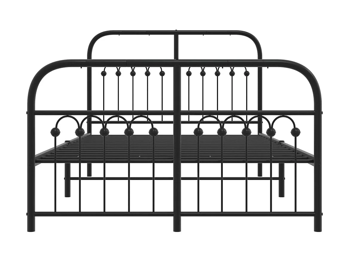 Cadre de lit métal sans matelas avec pied de lit noir 120x190cm