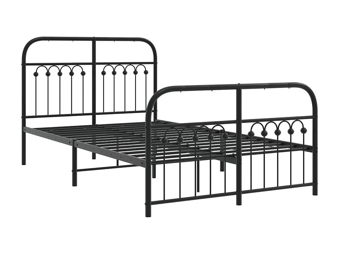 Cadre de lit métal sans matelas avec pied de lit noir 120x190cm