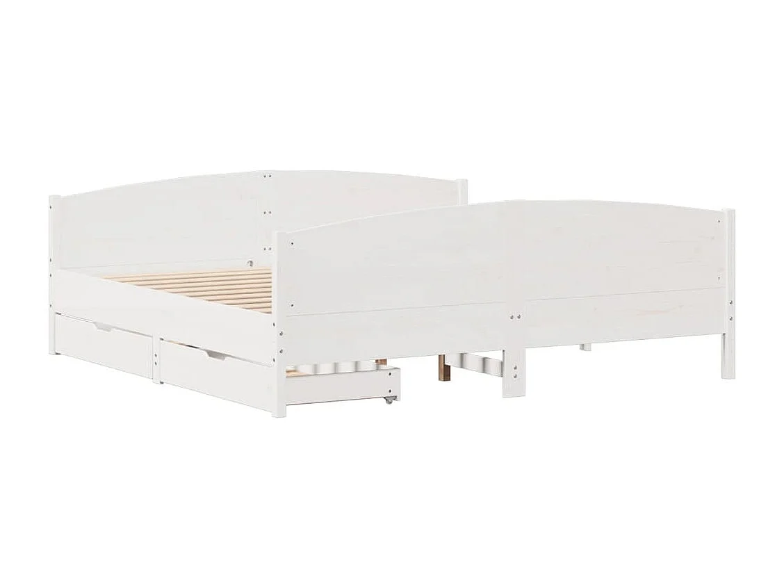 Bedframe zonder matras massief grenenhout wit 160x200 cm