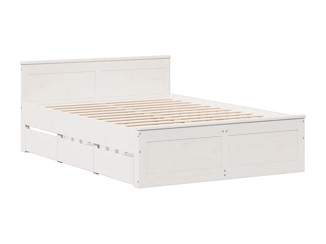 Cadre de lit sans matelas avec tête de lit blanc 150x200 cm pin