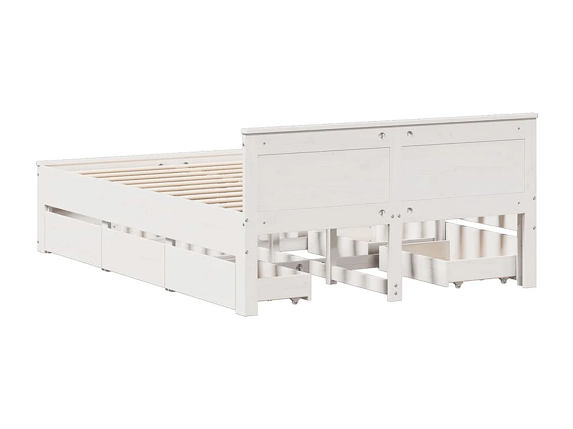 Cadre de lit sans matelas avec tête de lit blanc 150x200 cm pin