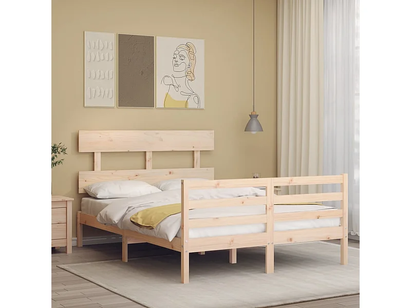 Cadre de lit sans matelas 140x190 cm bois massif