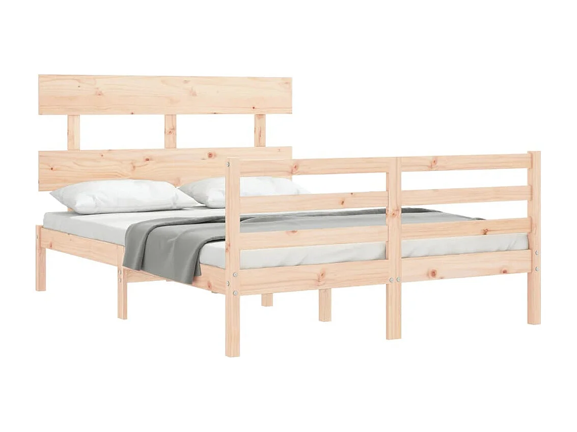Estructura de cama con cabecero madera maciza 140x190 cm