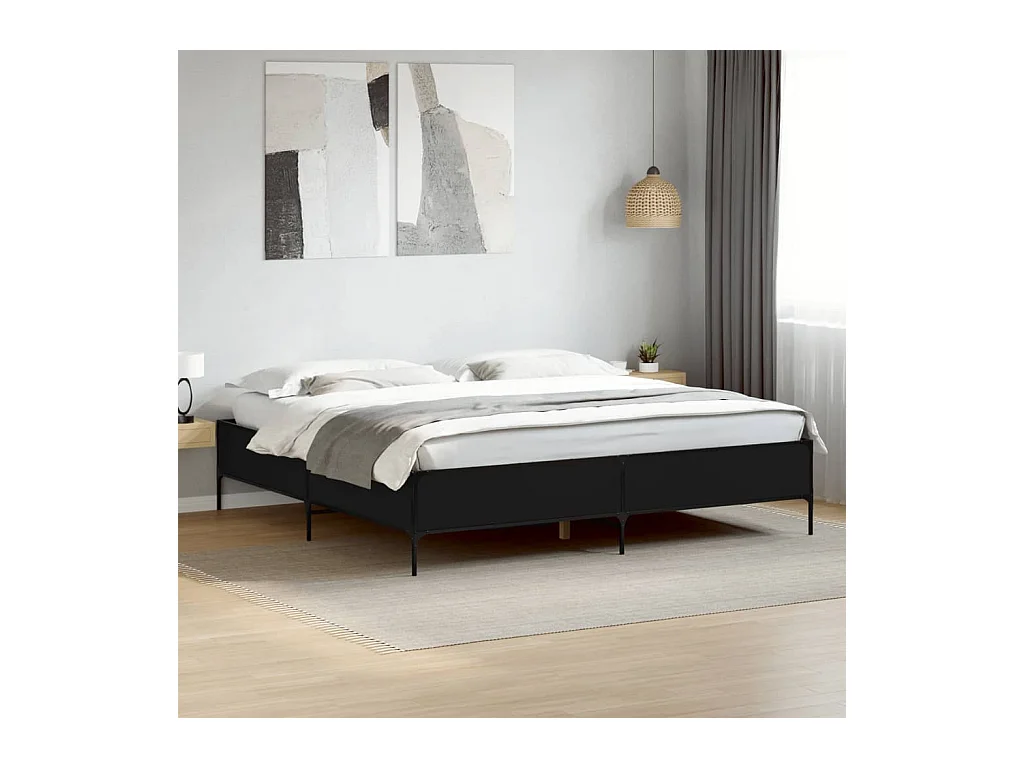 Cadre de lit sans matelas noir 180x200 cm