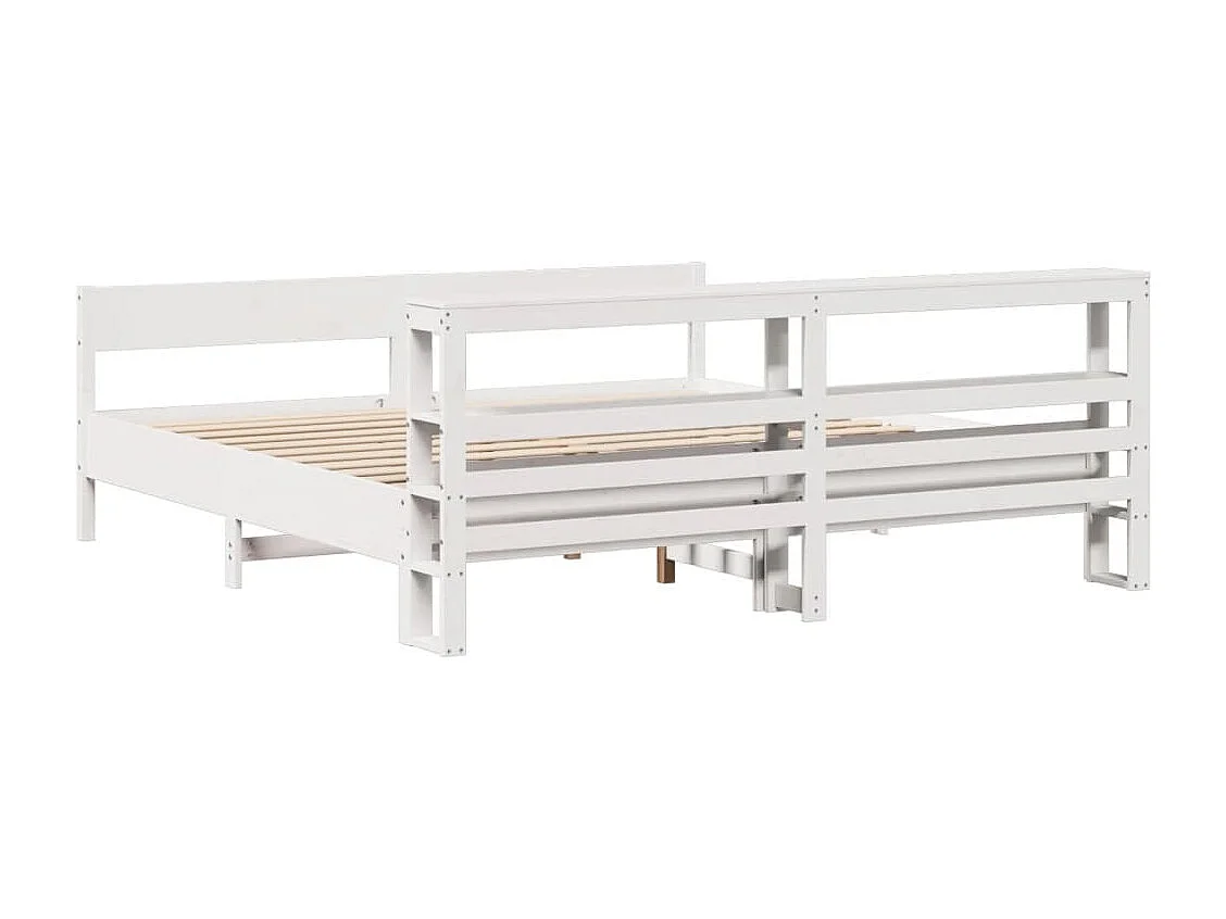 Massivholzbett ohne Matratze Weiß 200x200 cm Kiefernholz