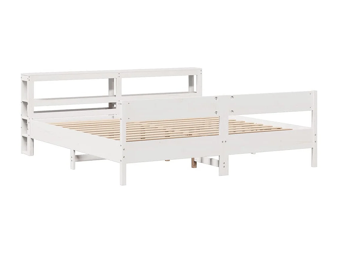 Cadre de lit sans matelas blanc 200x200 cm bois massif de pin