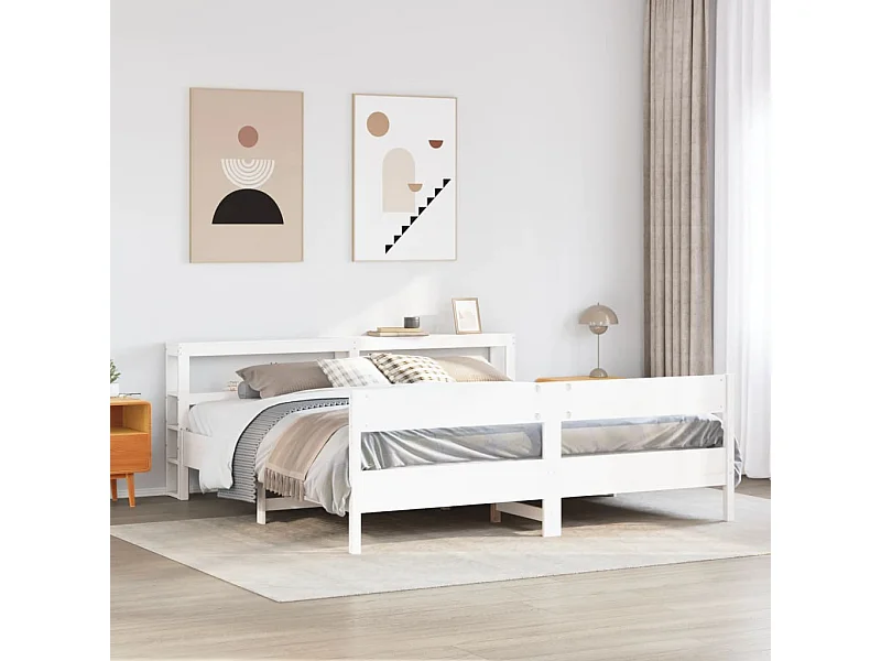 Estructura de cama sin colchón madera maciza blanca 200x200 cm