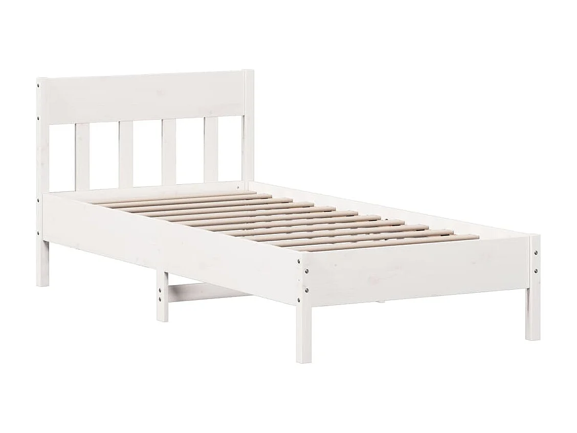 Cadre de lit sans matelas blanc 75x190 cm bois de pin massif