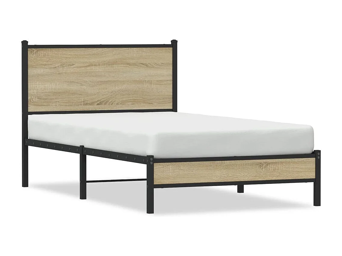 Cadre de lit en métal sans matelas chêne sonoma 107x203 cm