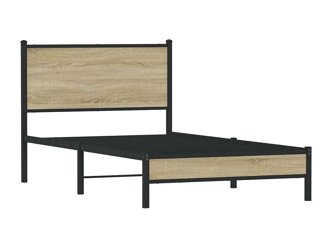 Cadre de lit en métal sans matelas chêne sonoma 107x203 cm