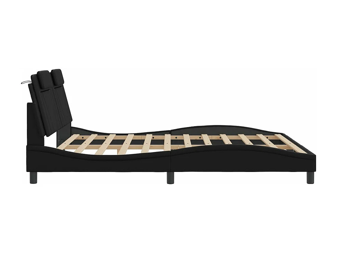 Estrutura de cama c/ cabeceira 180x200cm couro artificial preto
