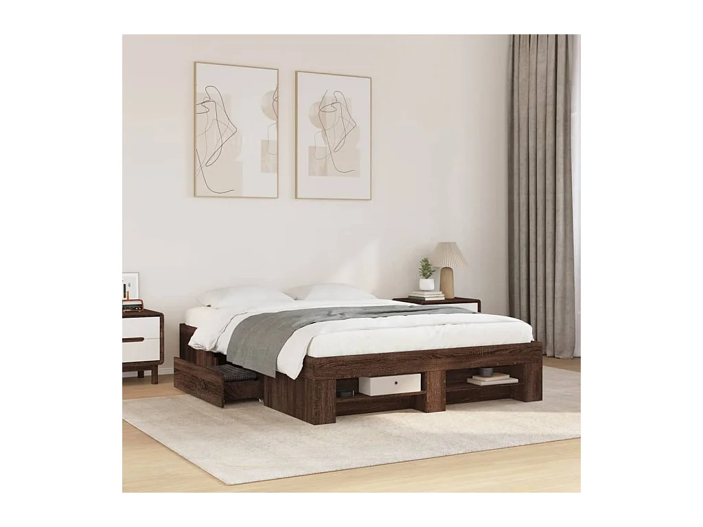 Cadre de lit sans matelas chêne marron 140x190 cm