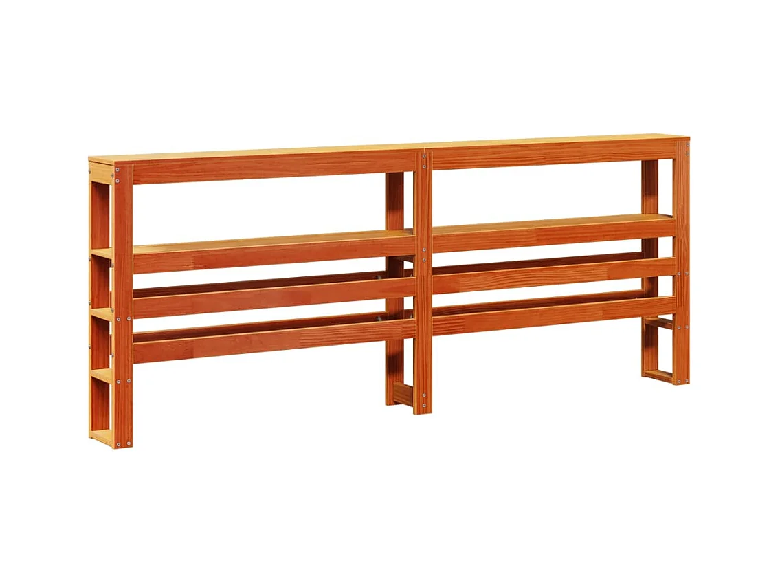 Giroletto con Testiera Marrone Cera 200x200 cm Massello Pino