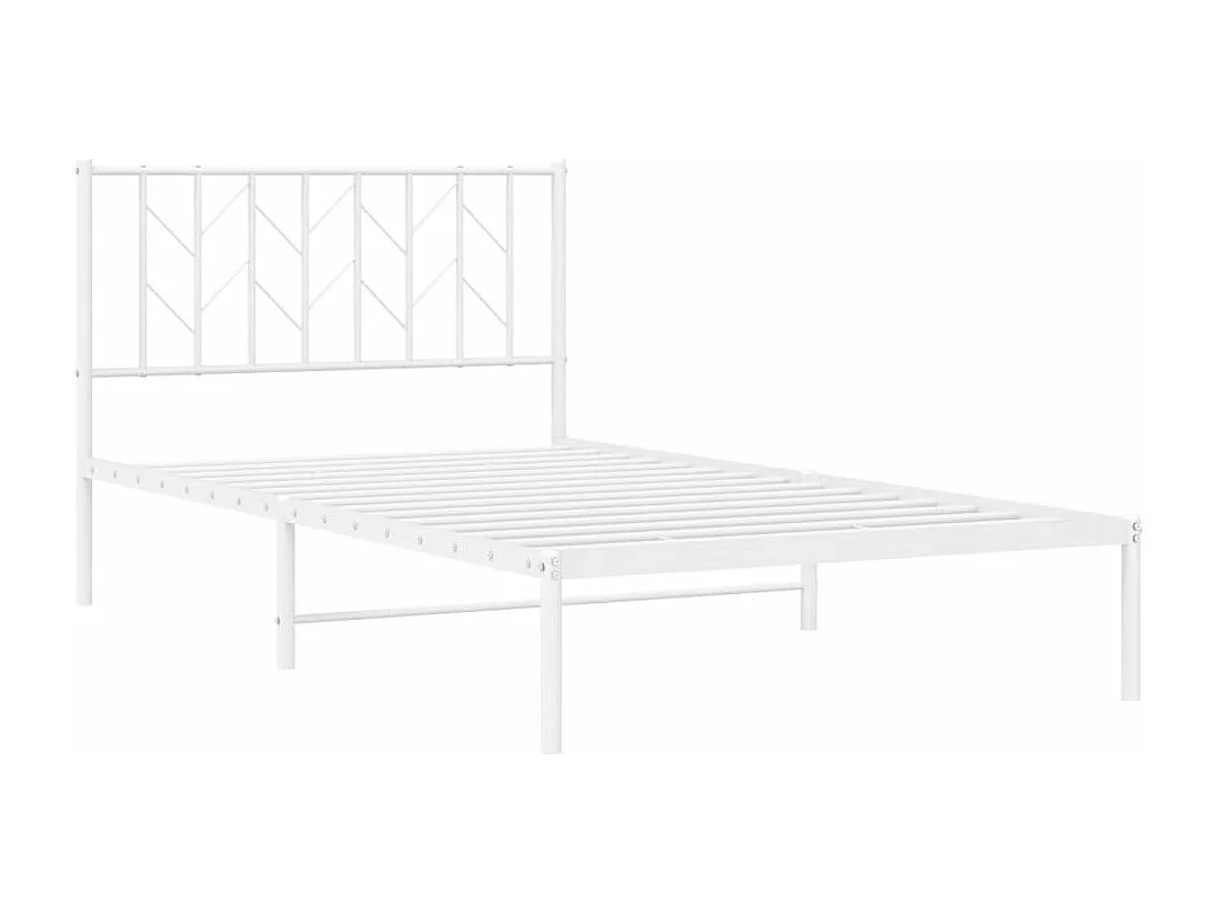 Cadre de lit métal sans matelas et tête de lit blanc 107x203 cm