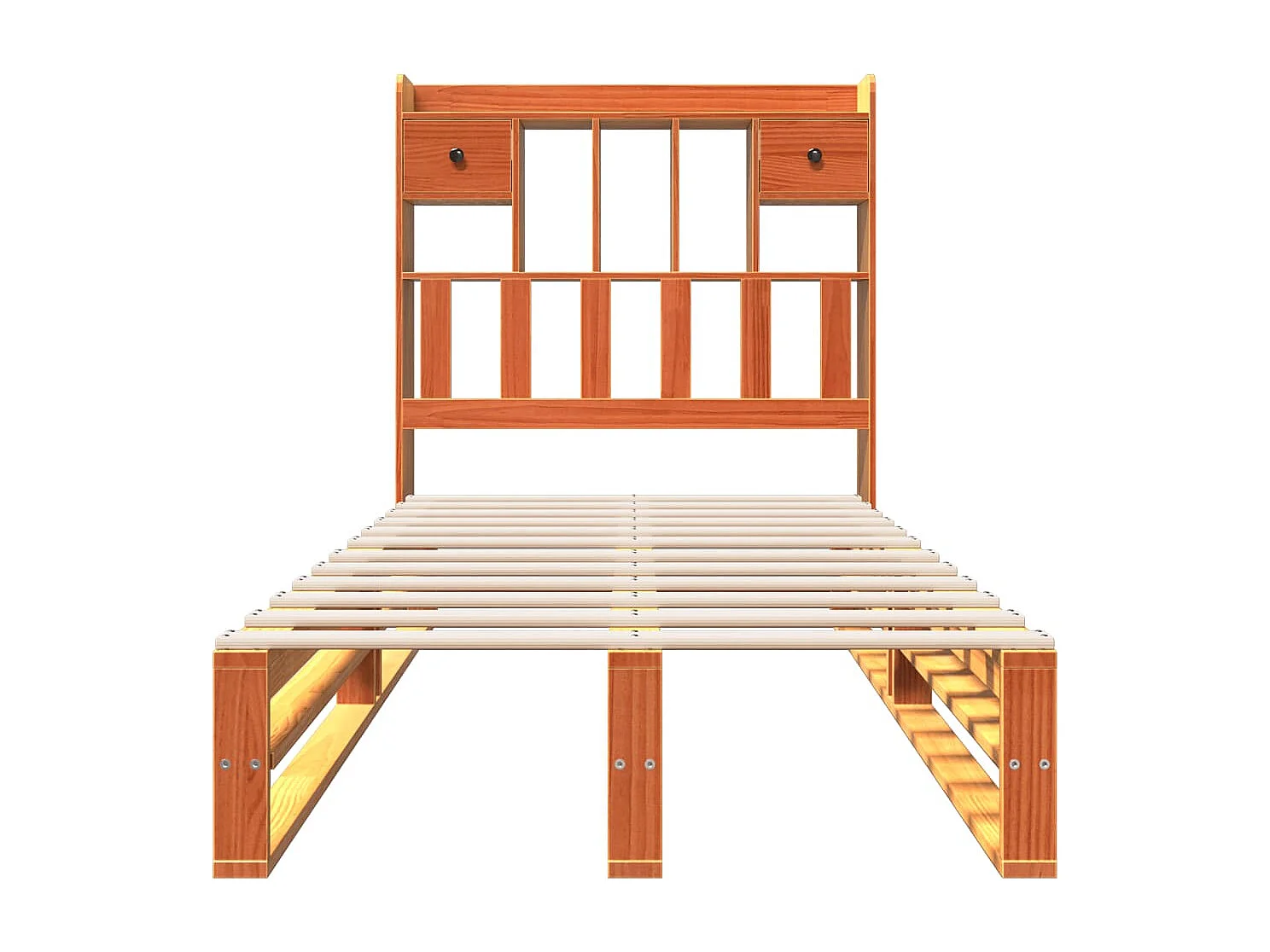 Letto Libreria senza Materasso Marrone Cera 90x190 cm in Pino