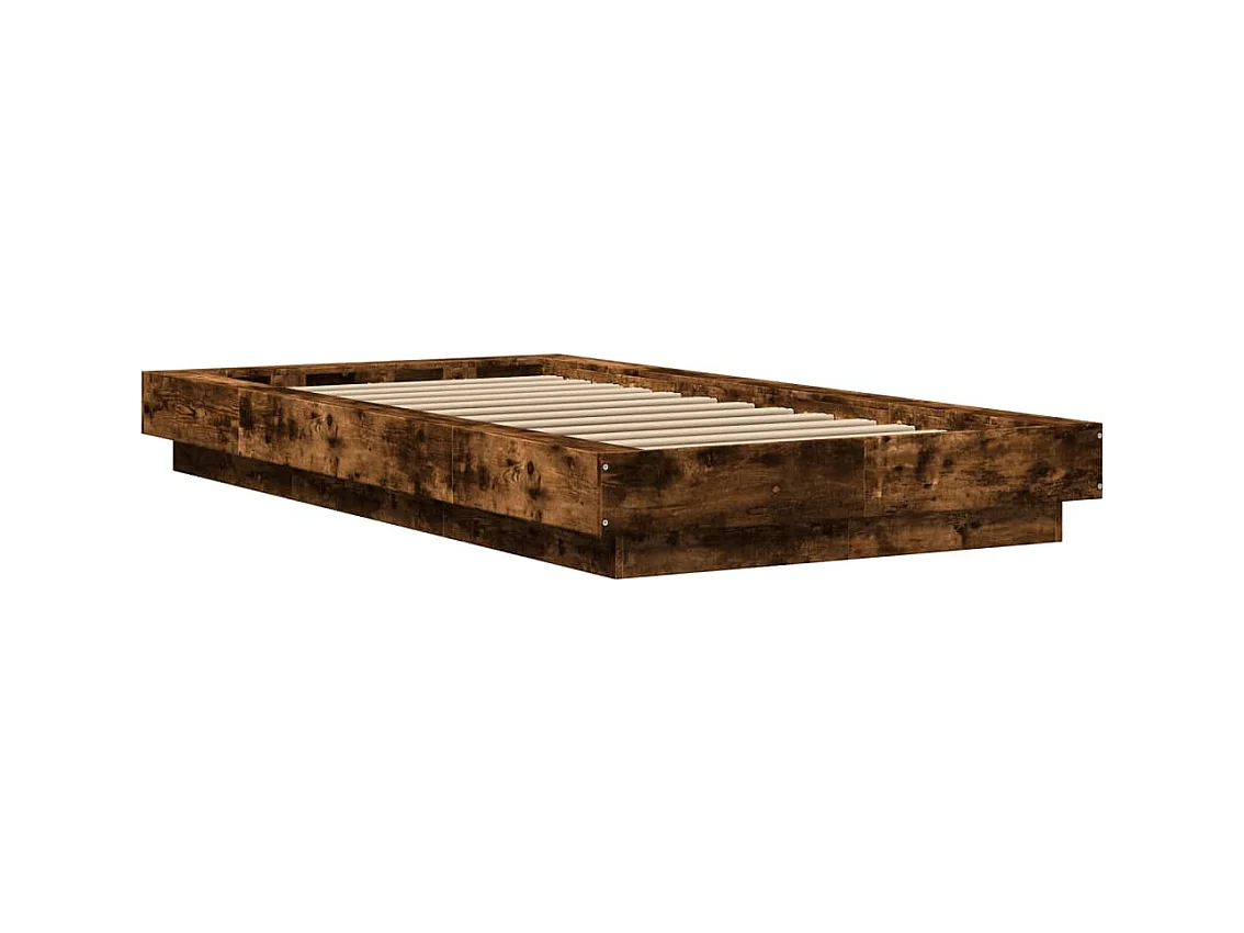 Cadre de lit sans matelas chêne fumé 75x190 cm