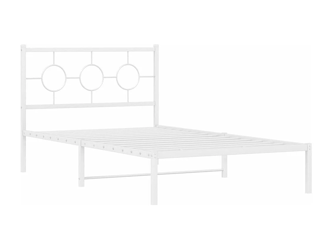 Cadre de lit métal sans matelas et tête de lit blanc 107x203 cm