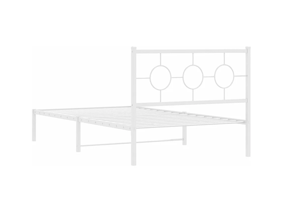 Bedframe met hoofdbord metaal wit 107x203 cm
