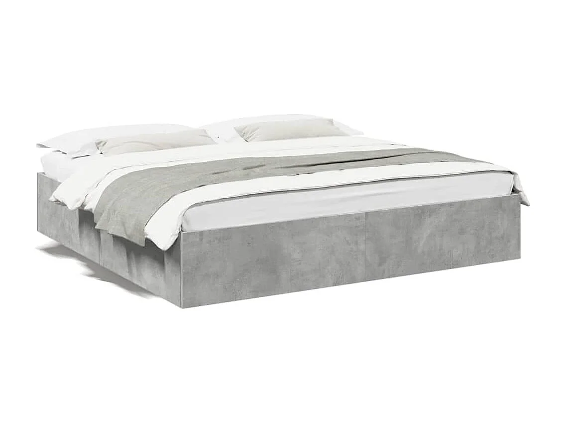 Bettgestell Betongrau 200x200 cm Holzwerkstoff