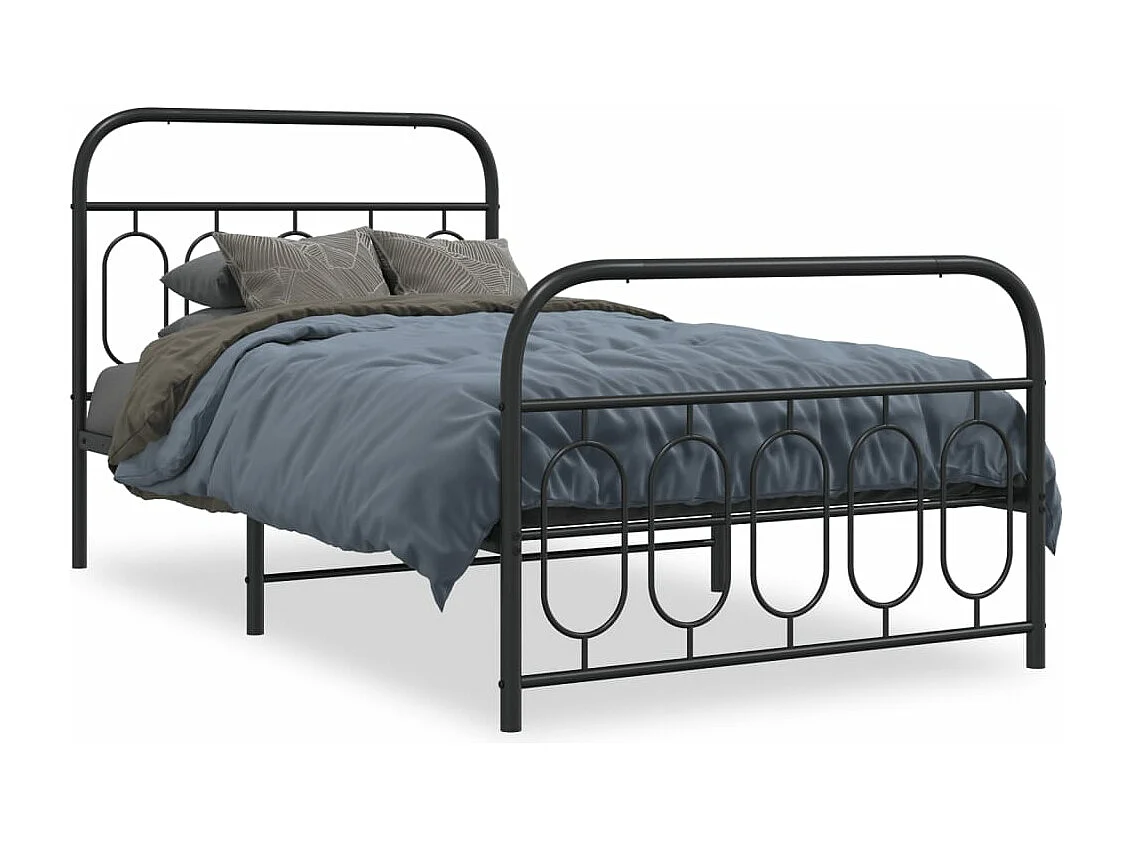 Bettgestell mit Kopf- und Fußteil Metall Schwarz 100x190 cm