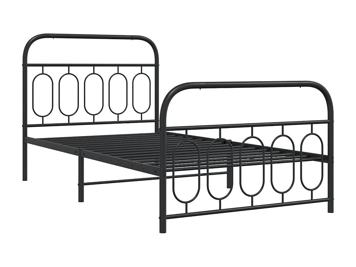 Bettgestell mit Kopf- und Fußteil Metall Schwarz 100x190 cm