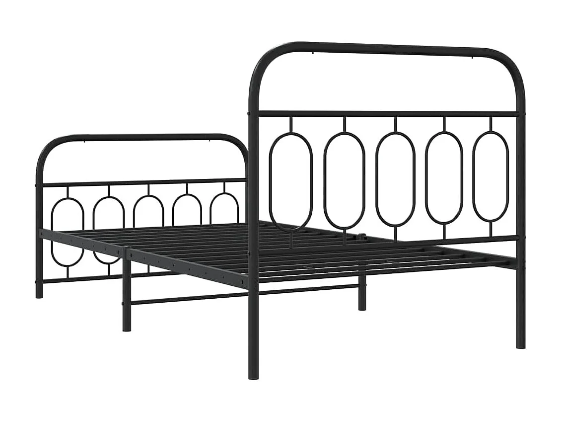 Bettgestell mit Kopf- und Fußteil Metall Schwarz 100x190 cm