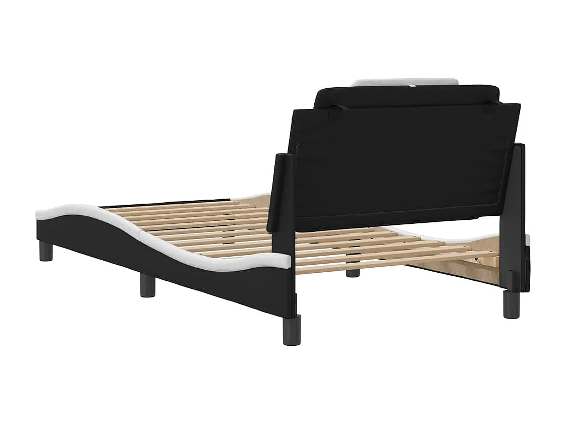 Cadre de lit sans matelas noir et blanc 100x200 cm similicuir