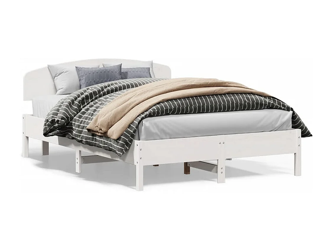 Cadre de lit sans matelas blanc 120x200 cm bois de pin massif