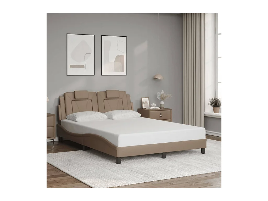 Cadre de lit sans matelas cappuccino 140x200 cm similicuir