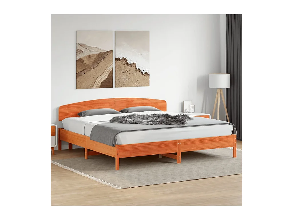 Bedframe zonder matras massief grenenhout wasbruin 180x200 cm