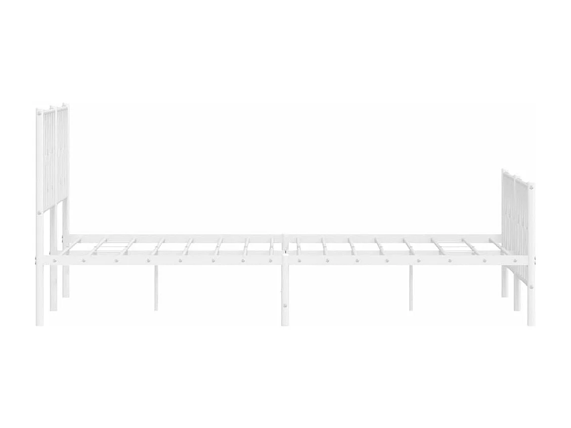 Cadre de lit métal sans matelas et pied de lit blanc 150x200 cm