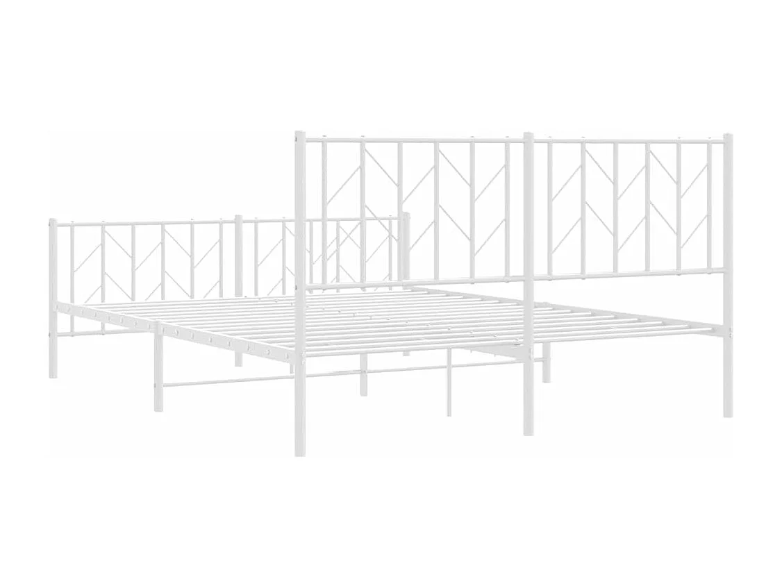 Cadre de lit métal sans matelas et pied de lit blanc 150x200 cm