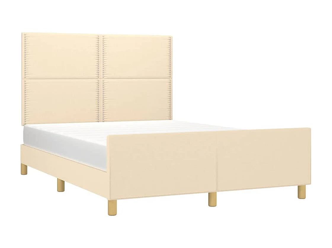 Cadre de lit sans matelas crème 140x200 cm tissu