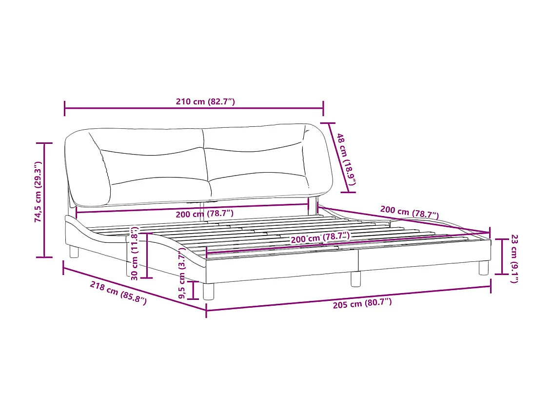 Cadre de lit sans matelas taupe 200x200 cm tissu