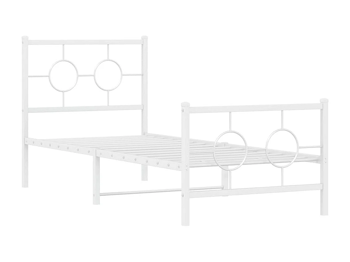 Cadre de lit métal sans matelas avec pied de lit blanc 80x200cm
