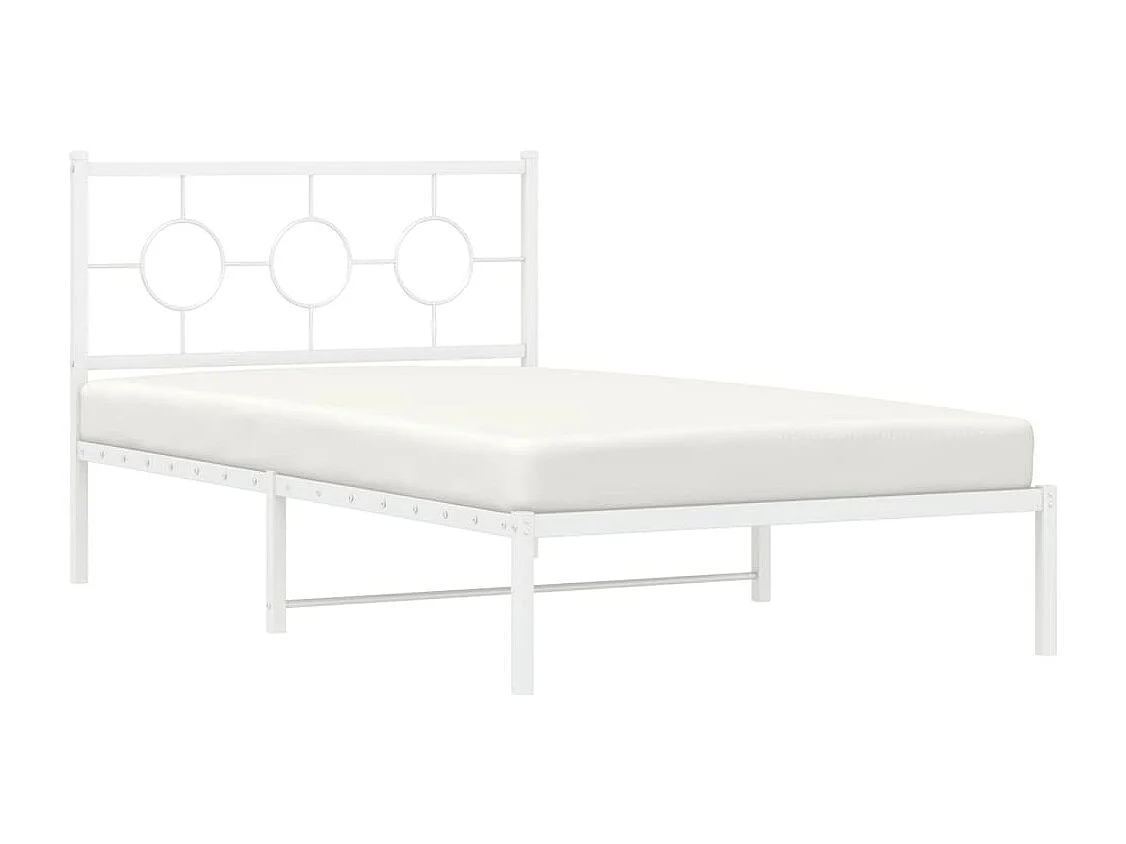 Cadre de lit métal sans matelas et pied de lit blanc 107x203 cm